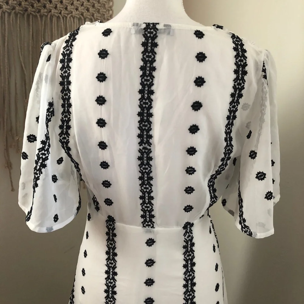 One One Six White Black Embroidered Maxi Dress - Picture 5 of 6